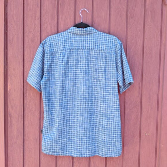 PATAGONIA | Blue Back Step Cotton Hemp Blend Button Down Short Sleeve Shirt M - Picture 3 of 10